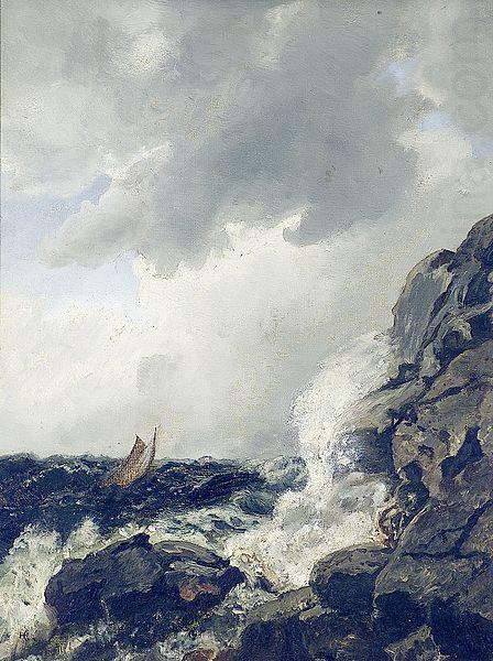 Costal landscape with boat, Hans Gude